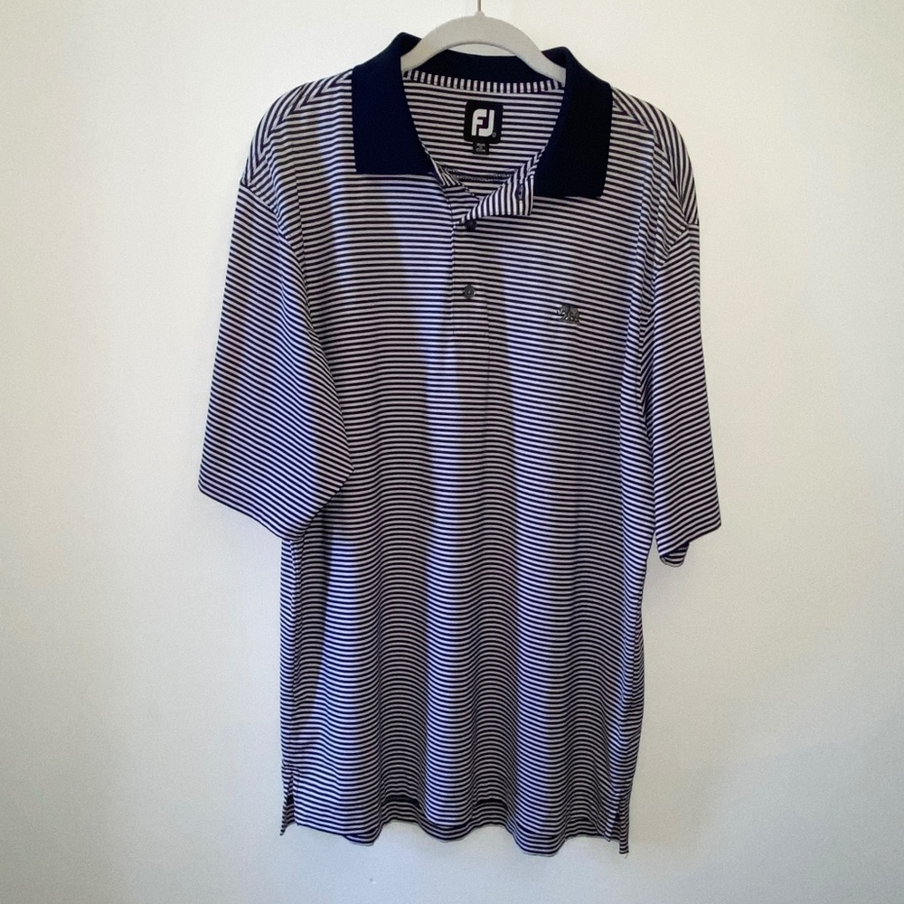 FJ Elephant Polo Golf Shirt Blue and White strip New Condition